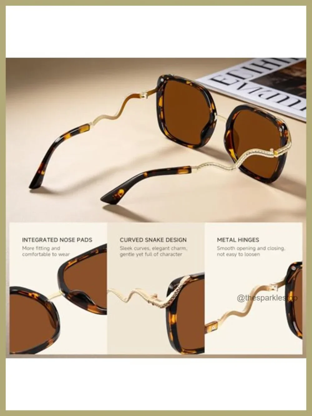 Polarized Oversized Square Sunglasses Women UV Protection Vintage Style
